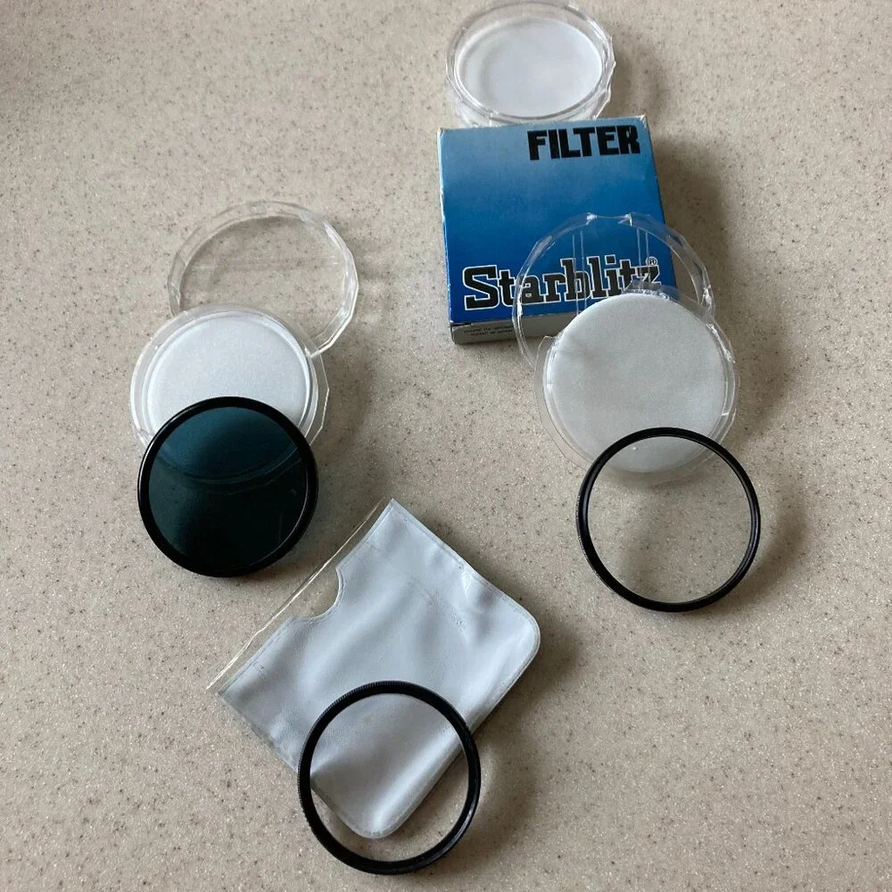 Vintage Camera Filter Lot: Rolev, Popular Polar, Starblitz - 52 58 mm